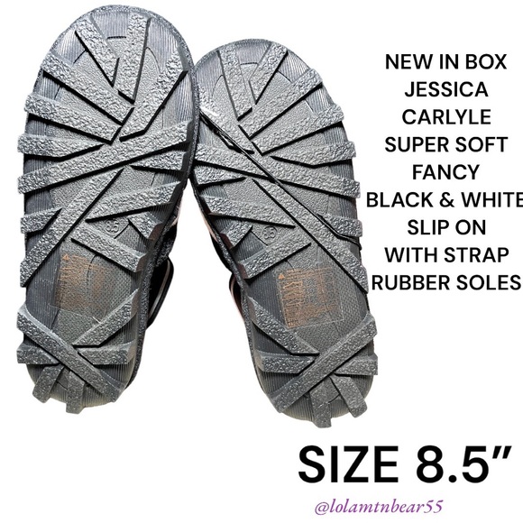 NEW IN BOX JESSICA CARLYLE SUPER SOFT FANCY BLK/WHITE SLIP ON SLING BACK SHOES - Picture 3 of 16